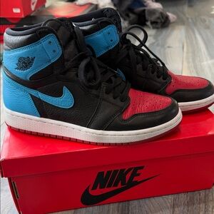 Women’s Nike Air Jordan 1 High OG Black Red Blue Sneakers